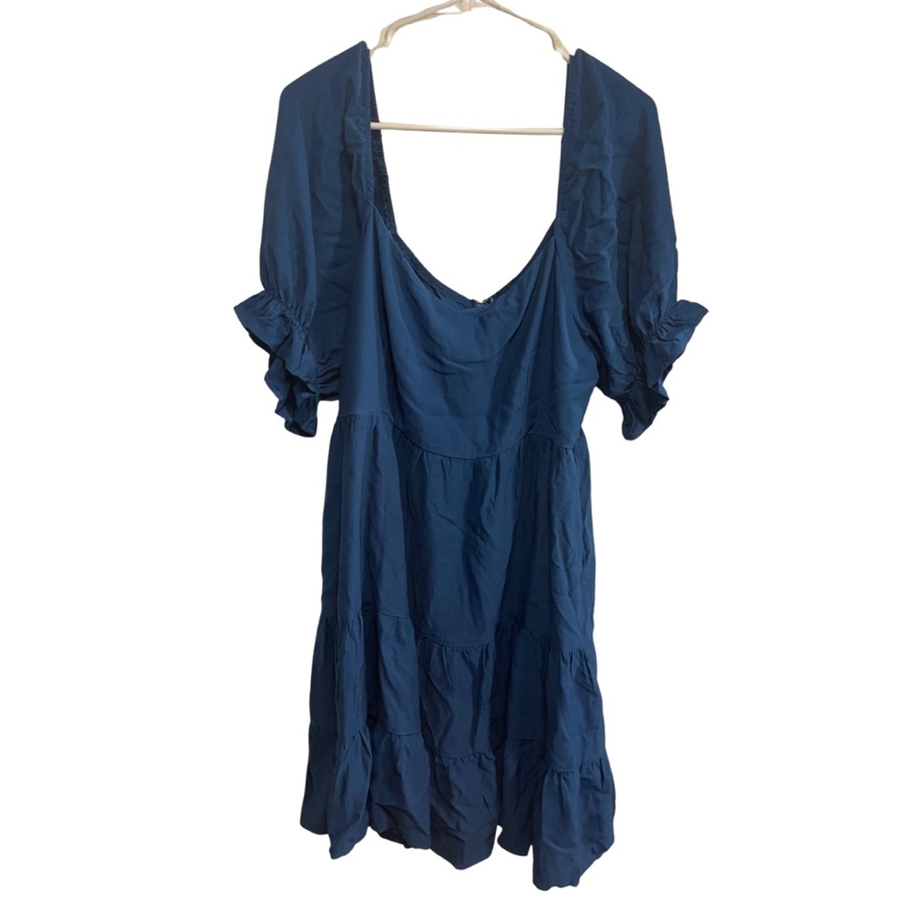 Blue Babydoll Ruffle Sleeve Mini Dress NWT